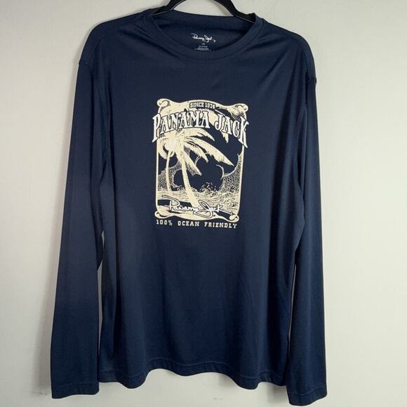 Panama Jack Mens Navy Graphic Long Sleeve Rash Guard Shirt Size L - Picture 1 of 7